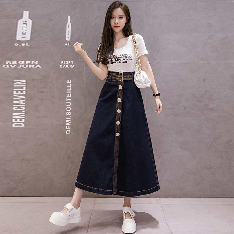 排扣牛仔长裙长款高腰a字a型半身修身大摆伞裙|msdalam kategori Butik wanita / wanita, skirt - dari Buy2taobao.com untuk memberikan perkhidmatan ejen Taobao profesional membeli