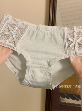 『巧结绵情』内裤女款纯棉2026新款中腰蕾丝边透气性感女士三角裤