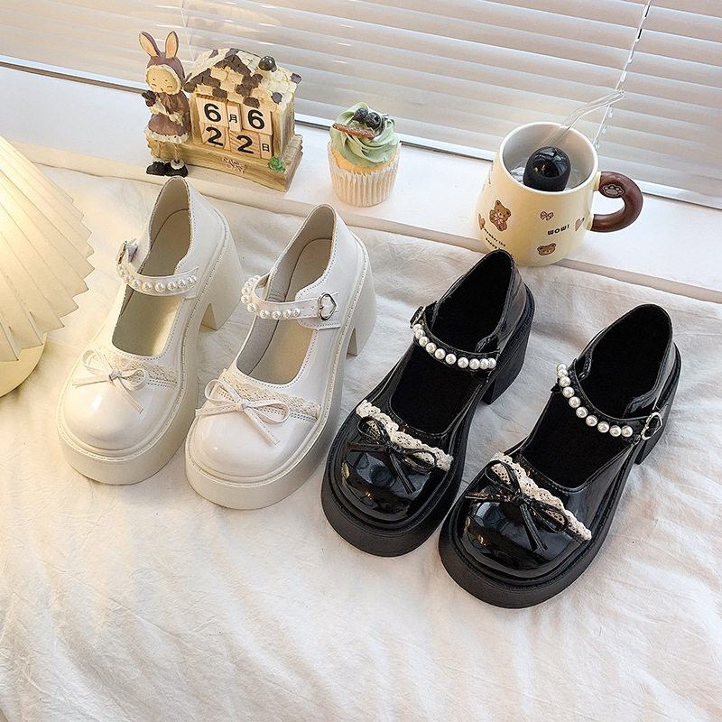 法式小香风玛丽珍高跟单鞋女2025春夏新款厚底女鞋配裙子珍珠皮鞋,女鞋,时尚休闲鞋,淘宝优惠券,粉丝福利购,淘宝优惠卷