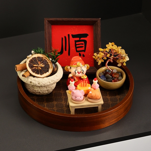 创意玄关客厅摆件财神黄水晶发财树高级感装饰品乔迁之喜开业礼物