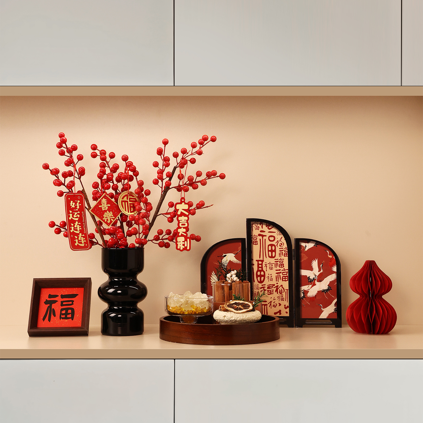 新中式摆件新年高档氛围布置装饰