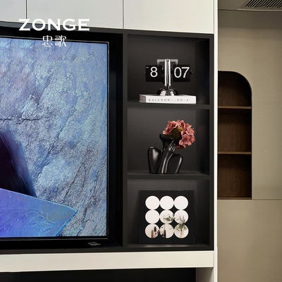 中古风电视柜壁龛组合摆件