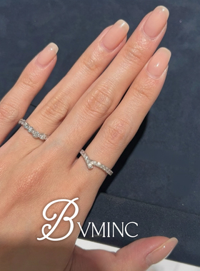 bvminc Y字 V字 排钻戒指 婚戒 ，叠搭首选