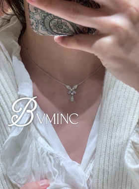 bvminc 新款满钻蝴蝶项链 S925银镀金