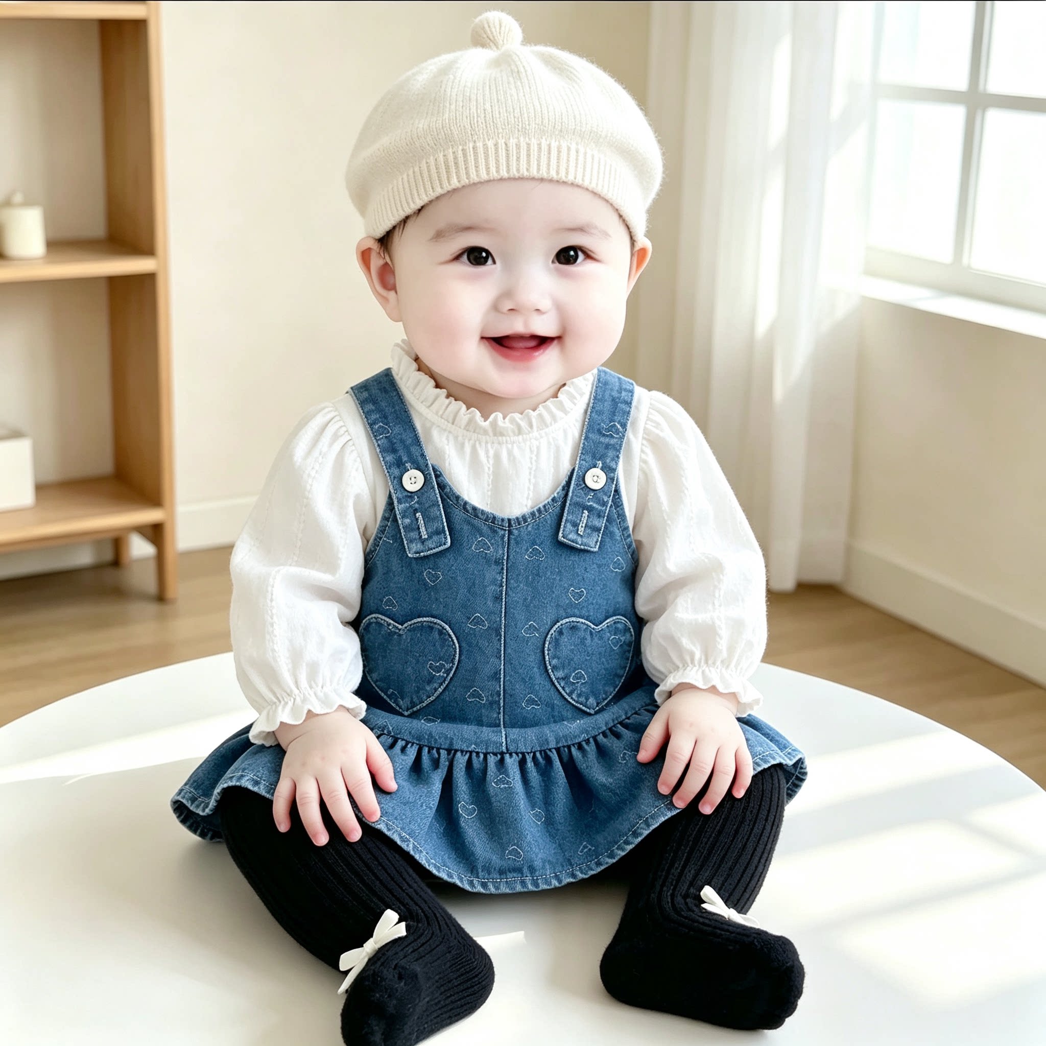 百日宴女宝长袖洋气生日礼服裙图片