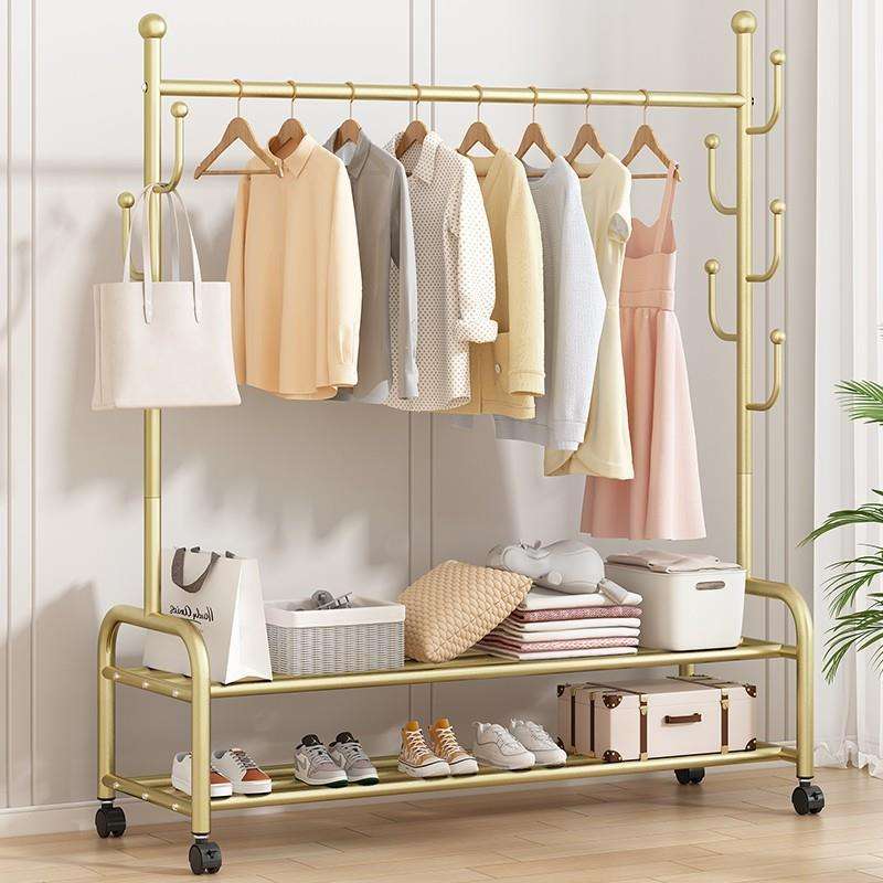衣帽架落地式落地家用阳台可移动多功能收纳简易收纳晾衣架子房间