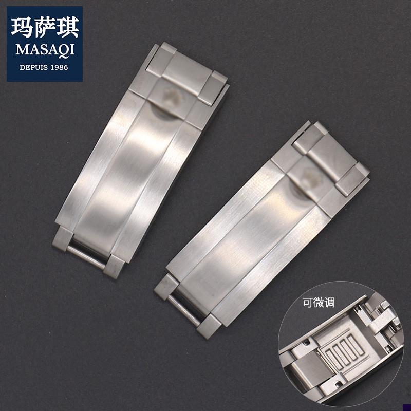 适配劳力士钢带拉牙表扣游艇t黑水鬼绿水鬼迪通拿硅胶表带折叠扣