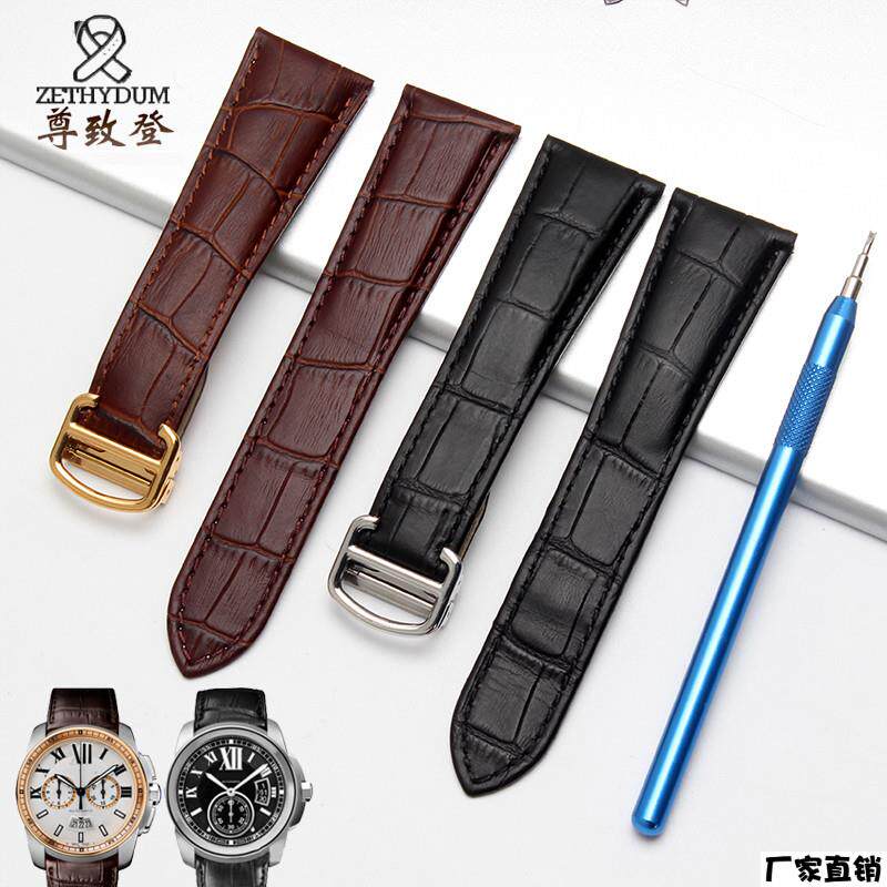 适配品质真皮表带男代用卡地亚卡历博坦克牛皮表带2425mm