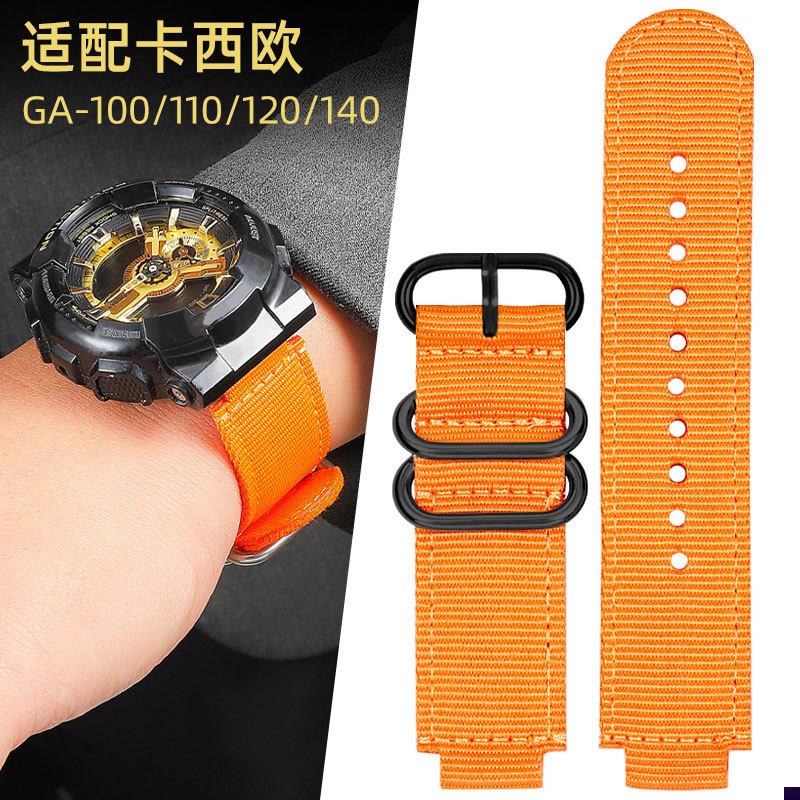适配原装卡西欧改装尼龙表带GA11u0/100/120黑金系列gshock防水手