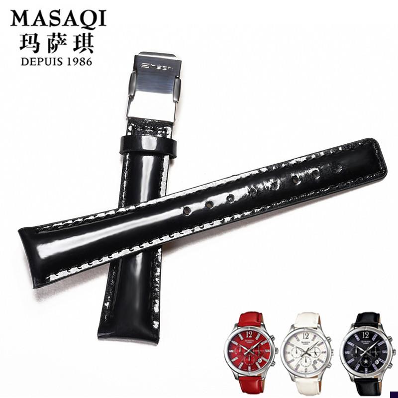 适配适合卡西欧真皮表带SHN-5t020L-4A5010女士手表带18mm白红色