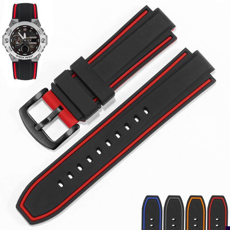 适配原装卡西欧橡胶硅胶手表带GST-B400B2K00钢铁之心凸口树脂表