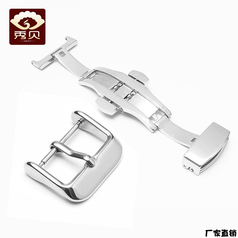 适配品质手表配件表扣皮表带扣银色金色不锈钢双按自动蝴蝶扣表扣