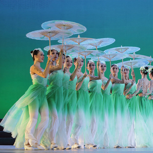 2018新款东方歌舞团茉莉花开舞蹈演出服装伞舞古典舞蹈服装成人