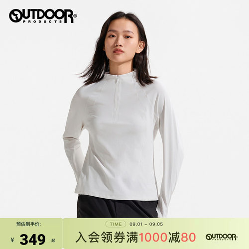 outdoor products 加州云雀新品户外长袖T恤女速干透气半拉链卫衣