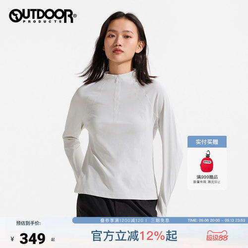 outdoor products 加州云雀新品户外长袖T恤女速干透气半拉链卫衣