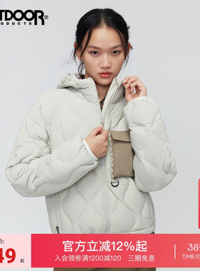 outdoorproducts秋冬新款短款羽绒服女户外连帽高领保暖外套