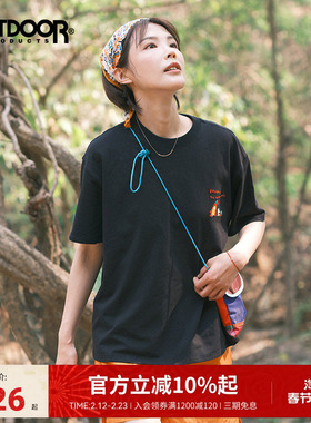 outdoor products 商场同款女圆领T恤棉感舒适吸湿透气时尚百搭