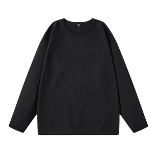 outdoor products春夏圆领华夫格套头柔软吸汗速干长袖上衣