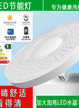 LED飞碟灯E27螺口节能护眼圆盘水晶灯超亮客厅卧室通