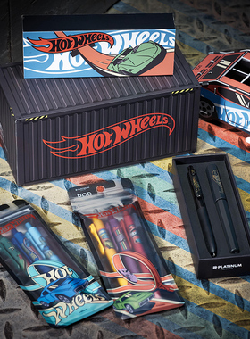 白金PLATINUM POD小爱豆风火轮限定联名中性笔0.5mm针头按动笔芯可替换学生考试用黑色签字笔小流星钢笔礼盒