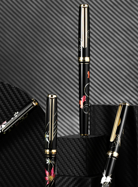 PLATINUM白金莳绘金箔钢笔18K金尖美巧PTL-20000H成人书写用商务礼盒装男士高档送礼品日本进口