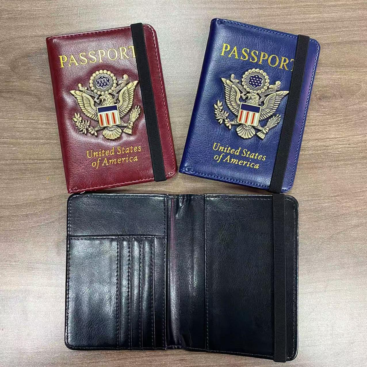 2024多卡位卡套金属LOGO美国护照