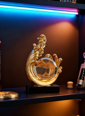 创意海浪造型黄铜装饰摆件