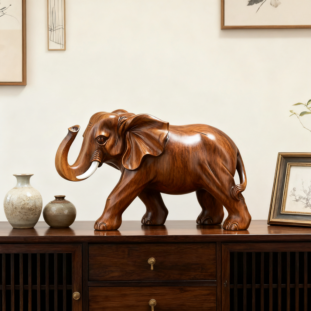 木雕大象摆件家居客厅装饰品招财吉祥桌面工艺品,家居饰品,桌面摆件,淘宝优惠券,粉丝福利购,淘宝优惠卷