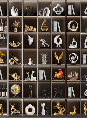 轻奢高档茶室电视柜摆件