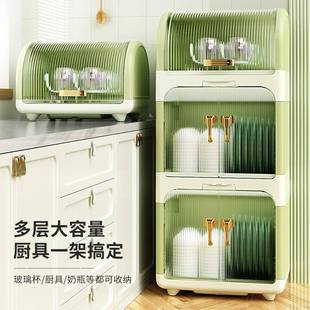 厨房带盖婴儿筷碗收纳碗盒碗塑料碗柜箱碗架可沥水碗柜收纳家用装
