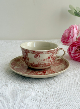 皇家雅顿中古瓷器 红色天使黑瓷釉中彩咖啡杯