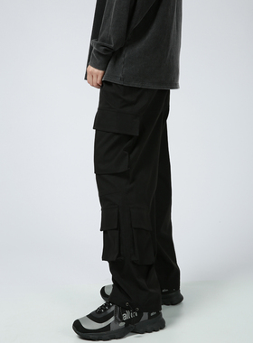 SeniorRole潮牌宽松多口袋工装裤国潮直筒束脚抽绳休闲长裤男