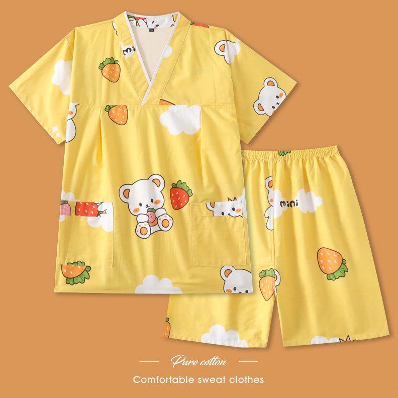 新款汗蒸服女大码纯棉亲子儿童洗浴浴服情侣家居睡衣足疗桑拿服男