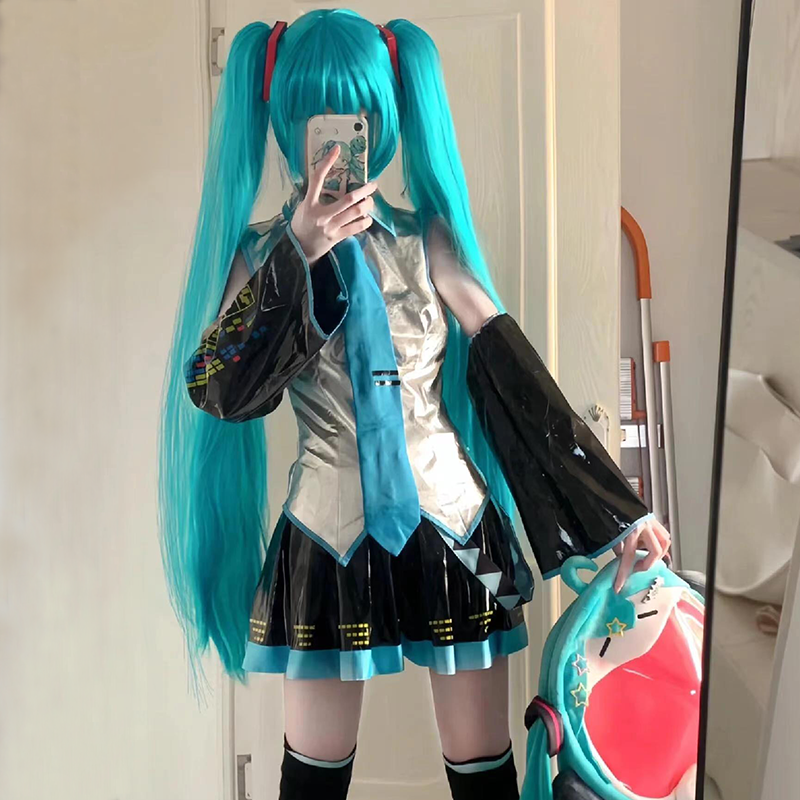 初音未来假发cos服MIKU公式服漆皮cosplay未来动漫JK套装c服女二