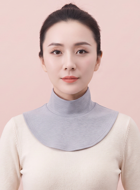 纯棉针织半圆高领假领保暖护颈