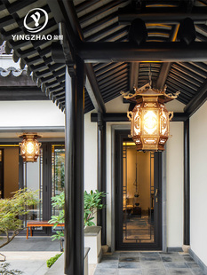 中国户外吊灯屋檐古色古香画廊灯笼通道古典宫殿灯笼亭庭院覆古户