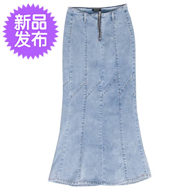牛仔裙女2018新款中长款33夏季长裙高腰拼接鱼尾韩版半身浅色薄裙在类目 女装/女士精品, 半身裙中 - 来自Buy2taobao.com提供专业的淘宝代购服务