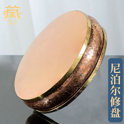 尼泊尔手工曼扎盘修盘八吉祥铜雕花铜曼茶罗盘曼扎底盘曼达盘摆件