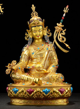 藏村铜鎏金镶嵌宝石藏式客厅铜像
