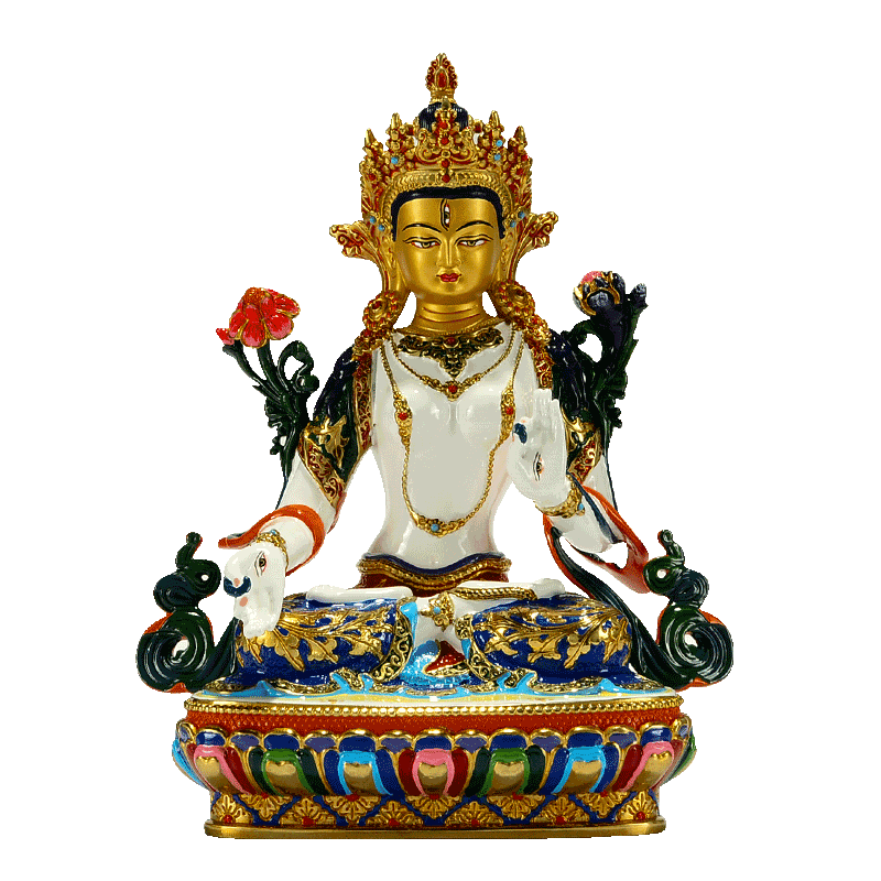 居家矿物彩绘白度母摆件