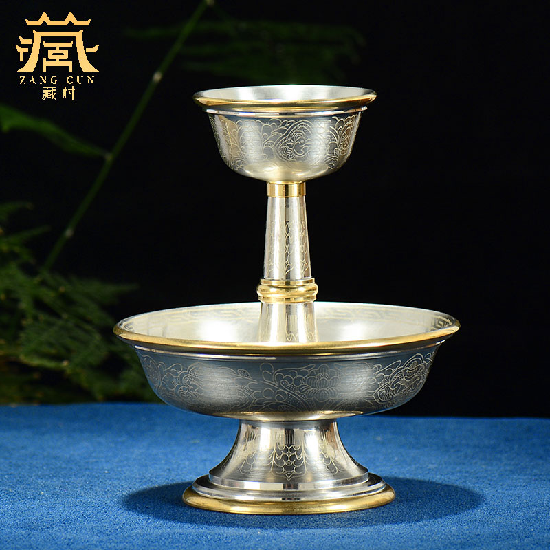 藏村八吉祥雕花铜摆件