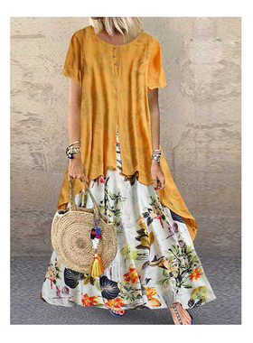 2024 floral plus size women's dress large swing design