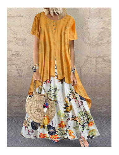 2024 floral plus size women's dress large swing design