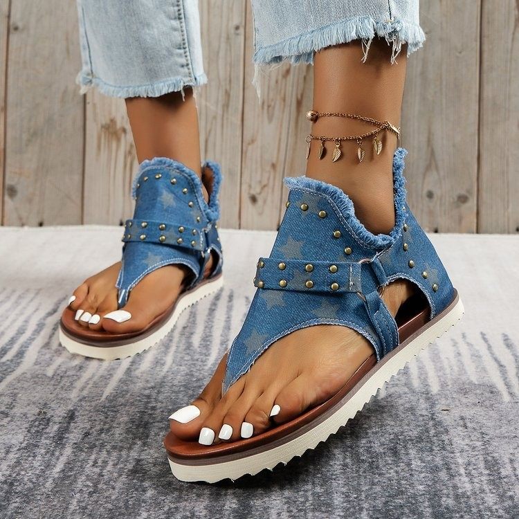 2024 Legged Canvas Large Rivet Beach Roman Sandals