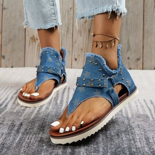 Large Canvas Rivet Beach Sandals 2024 Roman Legged