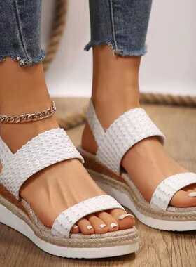 2024 Slope Heel Thick Bottom Open Toe High Heel Sandals