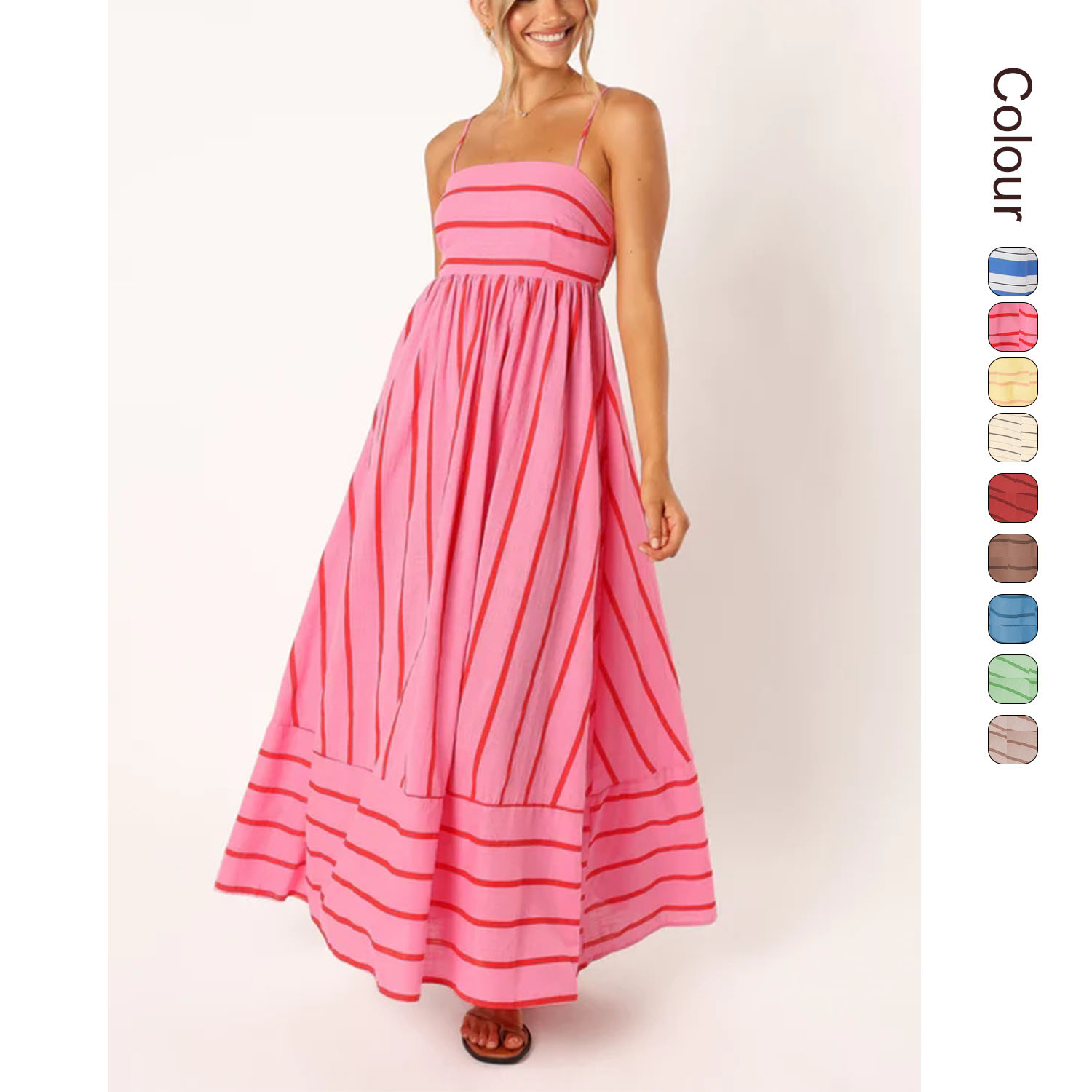 2025 striped camisole backless dress