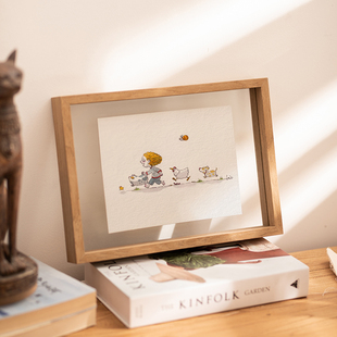 双面透明相框摆台6寸8字画书法摆件真玻璃拍立得展示架照片小画框