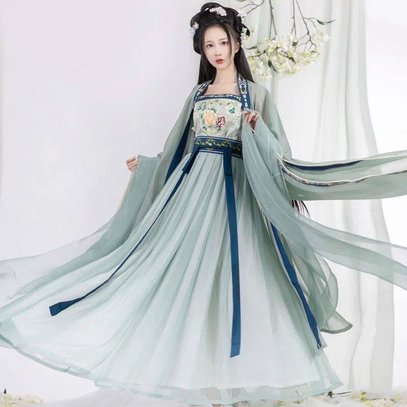 중국어 HANFU 전통 드레스 여성 고대 자수 댄