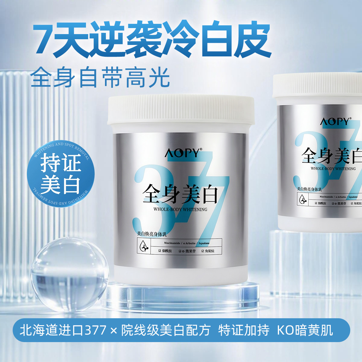 AOPY美白体膜全身烟酰胺冷白皮院线嫩肤滋润保湿提亮去黄身体乳